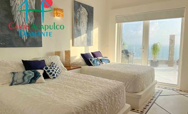 Casa en renta vacacional para 12 personas. Alberca privada con vista al mar