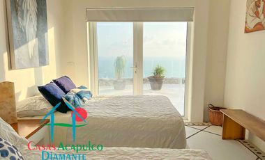 Casa en renta vacacional para 12 personas. Alberca privada con vista al mar