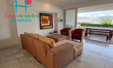 Departamento en venta, terraza con vista parcial a la bahía de Acapulco