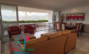 Departamento en venta, terraza con vista parcial a la bahía de Acapulco