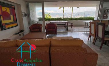 Departamento en venta, terraza con vista parcial a la bahía de Acapulco