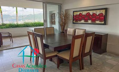 Departamento en venta, terraza con vista parcial a la bahía de Acapulco