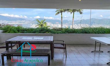 Departamento en venta, terraza con vista parcial a la bahía de Acapulco