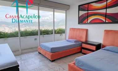 Departamento en venta, terraza con vista parcial a la bahía de Acapulco