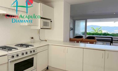 Departamento en venta, terraza con vista parcial a la bahía de Acapulco