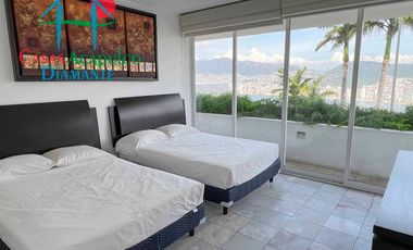 Departamento en venta, terraza con vista parcial a la bahía de Acapulco
