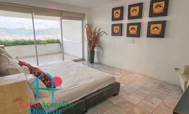 Departamento en venta, terraza con vista parcial a la bahía de Acapulco