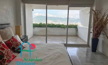 Departamento en venta, terraza con vista parcial a la bahía de Acapulco