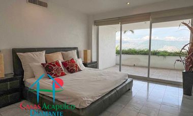 Departamento en venta, terraza con vista parcial a la bahía de Acapulco