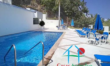 Departamento en venta, terraza con vista parcial a la bahía de Acapulco