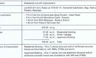 𝐏𝐑𝐎𝐏𝐄𝐑𝐓𝐘 𝐅𝐎𝐑 𝐒𝐀𝐋𝐄  𝐢𝐧 Romaville Subdivision, Brgy. Namunga, Rosario, Batangas