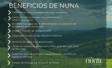 LOTES TARAPOTO - PROYECTO NUNA - INVERSION  CABAÑAS PARA RENTA AIRBNB