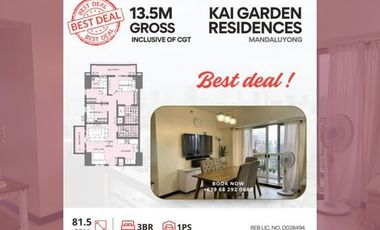 Kai Garden 3BR Three Bedroom Unit with Parking Near Makati CBD and A. Boni Ave. FOR SALE C237