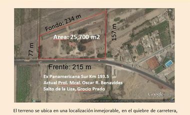 Venta de Terreno Excelente Ubicación sobre antigua Panamericana en Grocio Prado,  Chincha