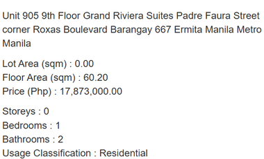 2 BR w/ Parking in Ermita Manila, Grand Riviera Suites near Manila Bay