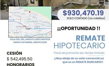 Oportunidad Casa en Remate Bancario, Adolfo Lopez Mateos, Santa Catarina, Nuevo Leon