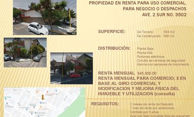 PARA COMERCIO o FRANQUICIA - SE RENTA CASA