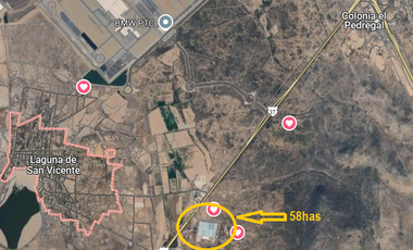 En SLPotosi terreno de 58has en VENTA uso industrial