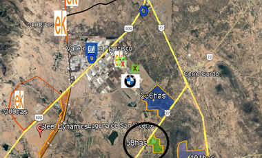 En SLPotosi terreno de 58has en VENTA uso industrial