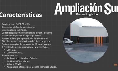 BODEGAS NUEVAS EN RENTA, CIUDAD INDUSTRIAL, TOTALMENTE EQUIPADAS, AMPLIAS
