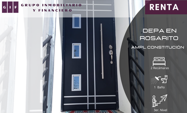 DEPARTAMENTO AMUEBLADO EN RENTA EN ROSARITO | AMPLIACION CONSTITUCION | 2 REC