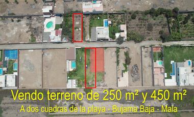 VENDO TERRENO PARA CASA DE PLAYA 450 M² BUJAMA BAJA - ACCS Y DER.