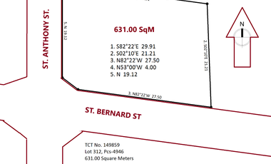 631 sqm Residential CORNER Lot For Sale in San Jose Village Alabang Muntinlupa MM