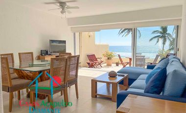 Departamento de playa con terraza y vista frontal al mar