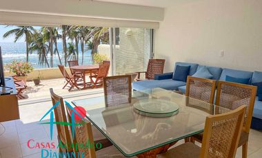 Departamento de playa con terraza y vista frontal al mar