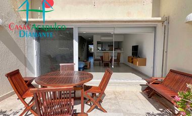 Departamento de playa con terraza y vista frontal al mar