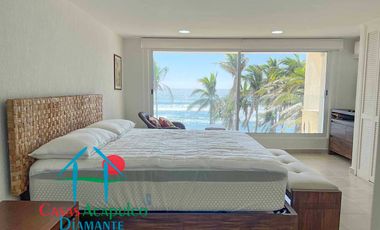 Departamento de playa con terraza y vista frontal al mar