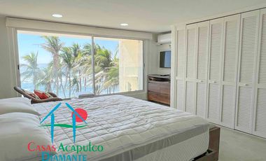 Departamento de playa con terraza y vista frontal al mar