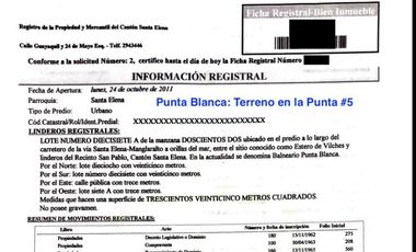 Terreno de venta en Punta Blanca, Provincia de Santa Elena