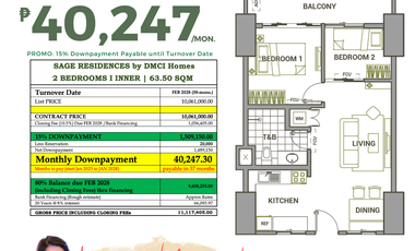 Studio unit for Sale in Mandaluyong by DMCI Sage Garden Residences