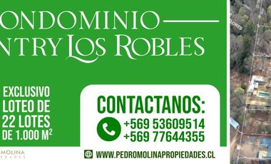 Venta sitios en Concepción, exclusivo Proyecto Inmobiliario Country Los Robles. Camino a Florida