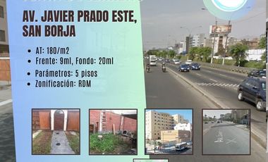Venta terreno en Av. Javier Prado Este, San Borja(cerca del Trebol)