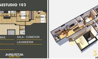 APARTAESTUDIO EN OBRA GRIS EN VENTA