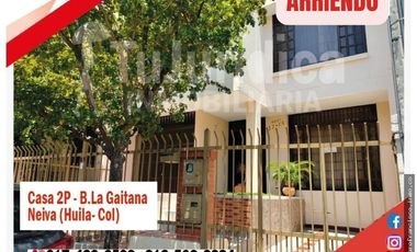 SE ARRIENDA ESPECTACULAR CASA 2P - B. LA GAITANA - NEIVA (HUILA-COL)