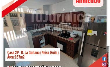 SE ARRIENDA ESPECTACULAR CASA 2P - B. LA GAITANA - NEIVA (HUILA-COL)