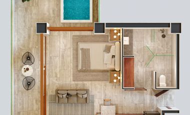 Desarrollo frente al mar en Puerto Morelos, Loft amueblado