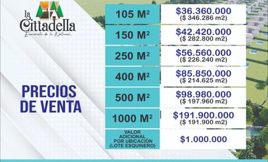 LOTE EN PARCELACION CAMPESTRE LA CITADELLA