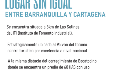 BOCATOCINO – 62 HECTÁREAS ENTRE BARRANQUILLA Y CARTAGENA