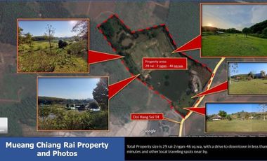 Land for sale, mountain view, riverside, Ban Doi Hang, Doi Hang, Chiang Rai