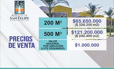 LOTE EN PARCELACION SAN FELIPE