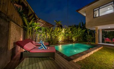 2-Story Minimalist Villa with Pool in Serene Ubud Bali for Rent Yearly