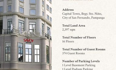 For Sale Junior Suite Condotel For Sale in Savoy Capital Town San Fernando, Pampanga