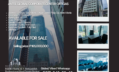 FOR SALE Office Space in ANTEL GLOBAL CORPORATE CENTER Ortigas, Pasig City, Metro Manila