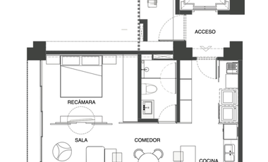 VENTA de Estudio de 1 Recámara en Aria Country Towers