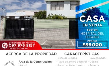 EN VENTA CASA SECTOR HOSPITAL DEL SEGURO