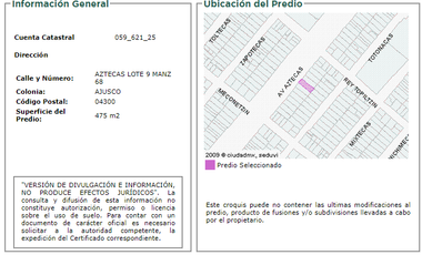 Edificio Comercial en Venta Ubicado en Avenida Aztecas , Mza. 68, Lote 9, Sección Iii 426,Ajusco,Coyoacán